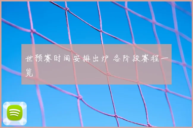 世预赛时间安排出炉 各阶段赛程一览